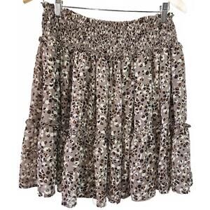 Beautiful Soul Leopard Print Smocked Waist Knee-Length Skirt Size S